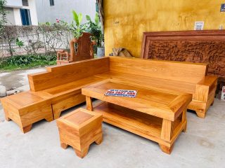 mẫu sofa góc chữ L gỗ gõ đỏ hiện đại