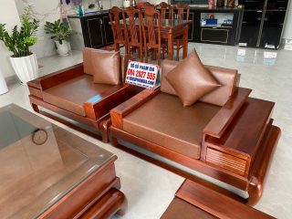 mẫu sofa gỗ hương đá chân đùi gà