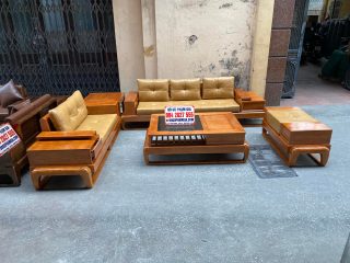 sofa zito gỗ sồi nga kết hợp đệm da