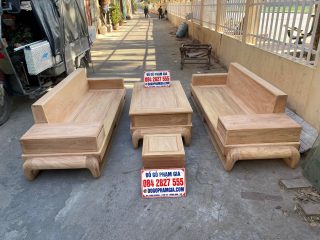 sofa gỗ gõ đỏ thiết kế trơn