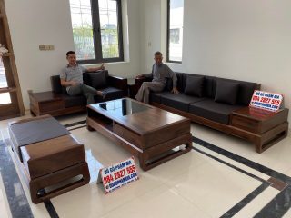 bàn ghế sofa phòng khách gỗ óc chó