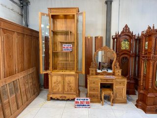 Mẫu tủ rượu bày đồ gỗ gõ đỏ cao cấp