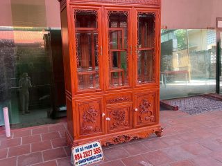 tủ rượu bày đồ gỗ gõ đỏ