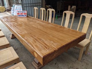 mẫu bàn ăn 10 ghế gỗ gỗ đỏ nguyên khối