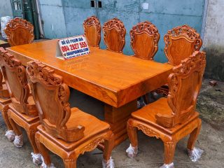 bàn ăn gỗ hương đá nguyên khối