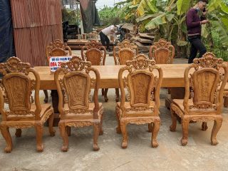 ghế louis hoa hồng lá tây