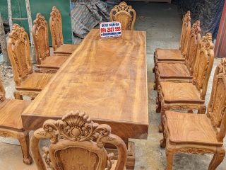 bàn ăn gỗ gõ đỏ phong cách hoàng gia