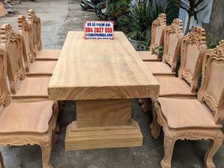 bàn ăn louis hoàng gia gỗ gõ đỏ