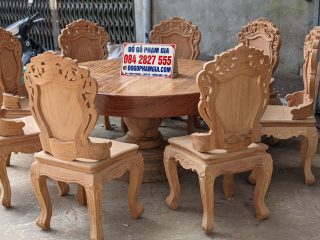 bàn ăn tròn louis hoàng gia