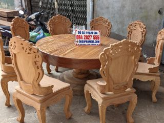 bàn tròn 8 ghế hoàng gia