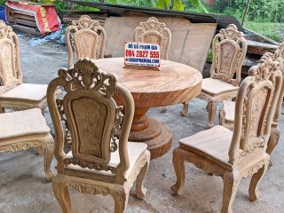 bàn ăn tròn louis hoàng gia