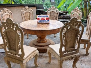 bàn ăn 8 ghế gỗ gõ đỏ cao cấp