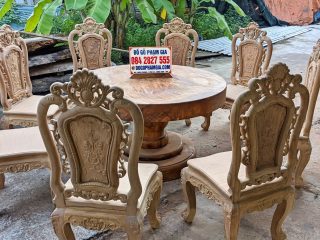 ghế ăn gỗ gõ đỏ phong cách hoàng gia