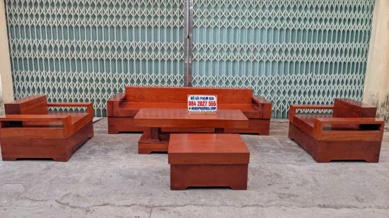 sofa H nguyên khối gỗ hương đỏ Nam Phi