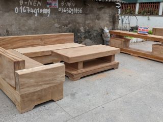 sofa góc và kệ tivi gỗ gõ đỏ nguyên khối