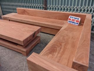sofa góc chữ L gỗ hương đá