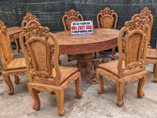 bàn ghế ăn louis hoàng gia bản mộc