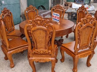 bàn ăn 8 ghế hoàng gia sang trọng