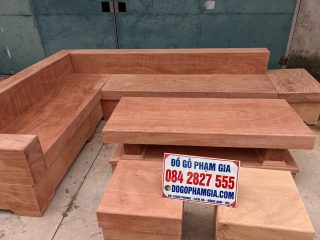 sofa gỗ góc L tiết kiệm không gian