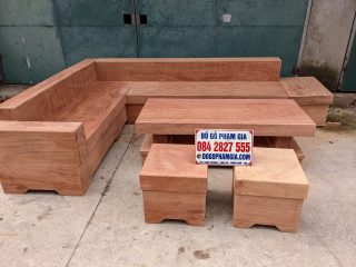 sofa gỗ hương đá góc L