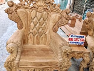 cận cảnh mẫu ghế đơn hoàng gia gỗ gõ đỏ