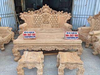 bàn trà nguyên khối gỗ gõ đỏ