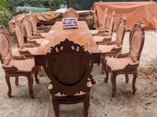 bàn ăn 10 ghế phong cách hoàng gia