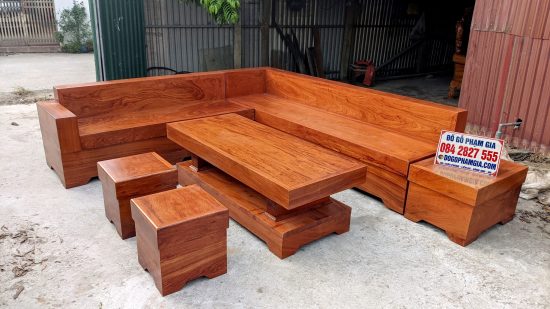 mẫu sofa góc đóng hộp gỗ hương đá