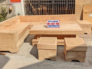 sofa góc L gỗ gõ đỏ