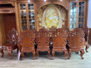 mẫu bàn ghế ăn gỗ gõ đỏ cao cấp