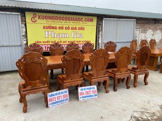 bàn ghế ăn gỗ gõ đỏ cao cấp, giá trị