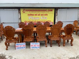 bộ bàn ăn gỗ gõ đỏ hàng cao cấp