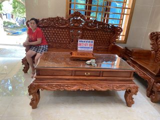 bàn trà chữ nhật gỗ hương đá