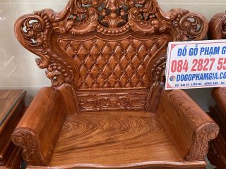 ghế đơn hoàng gia đục hoa lá tây uốn lượn