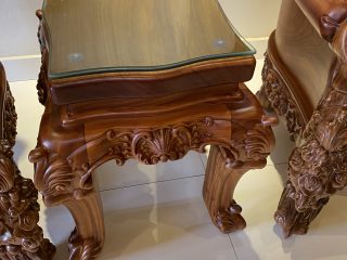 đôn kẹp nguyên khối đục hoa lá tây