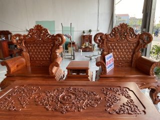 bàn ghế hoàng gia vip 6 món gỗ hương đá