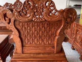 bàn ghế louis hoàng gia gỗ hương đá đục 2 mặt