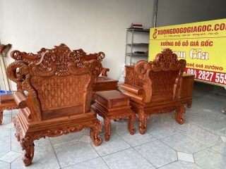 bàn ghế hoàng gia tân cổ điển sang trọng từ gỗ hương đá