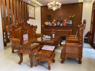 bộ bàn ghế hoàng gia gỗ gõ đỏ nguyên khối
