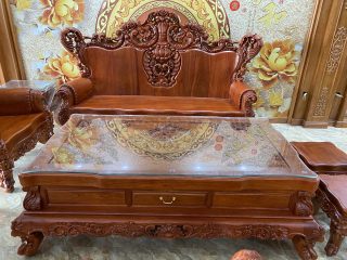 bàn trà nguyên khối gỗ hương đá