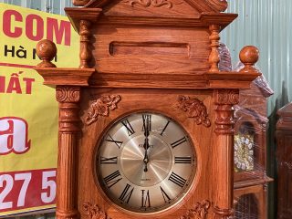 mẫu đồng hồ cây đứng mặt tròn gỗ hương đá