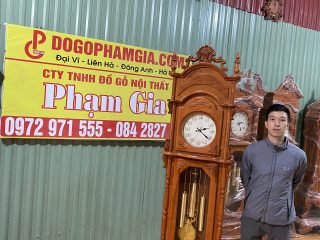 đồng hồ cây quả lắc gỗ hương đá