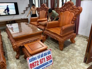 thiết kế ghế đơn bề thế đục hoa lá tây