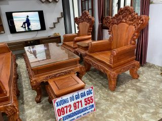 bàn trà và đôn ngồi gỗ hương đá hoàng gia