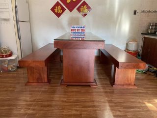 mẫu bàn ghế ăn nguyên khối siêu dày