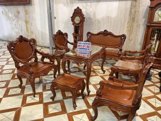 bàn ghế louis pháp gỗ hương đỏ