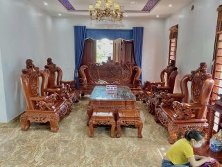 bàn ghế minh quốc nghê bảo đỉnh gỗ hương đỏ Lào