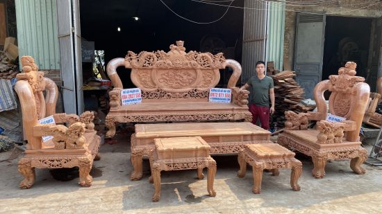 bàn ghế minh quốc nghê phượng gỗ hương đá