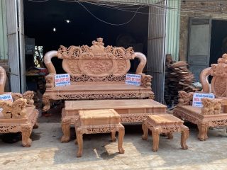 bàn ghế minh quốc gỗ hương đá tay liền khối