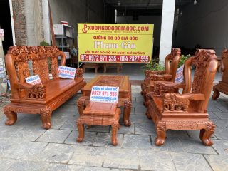 bàn ghế minh quốc voi chiến 6 món sang trọng